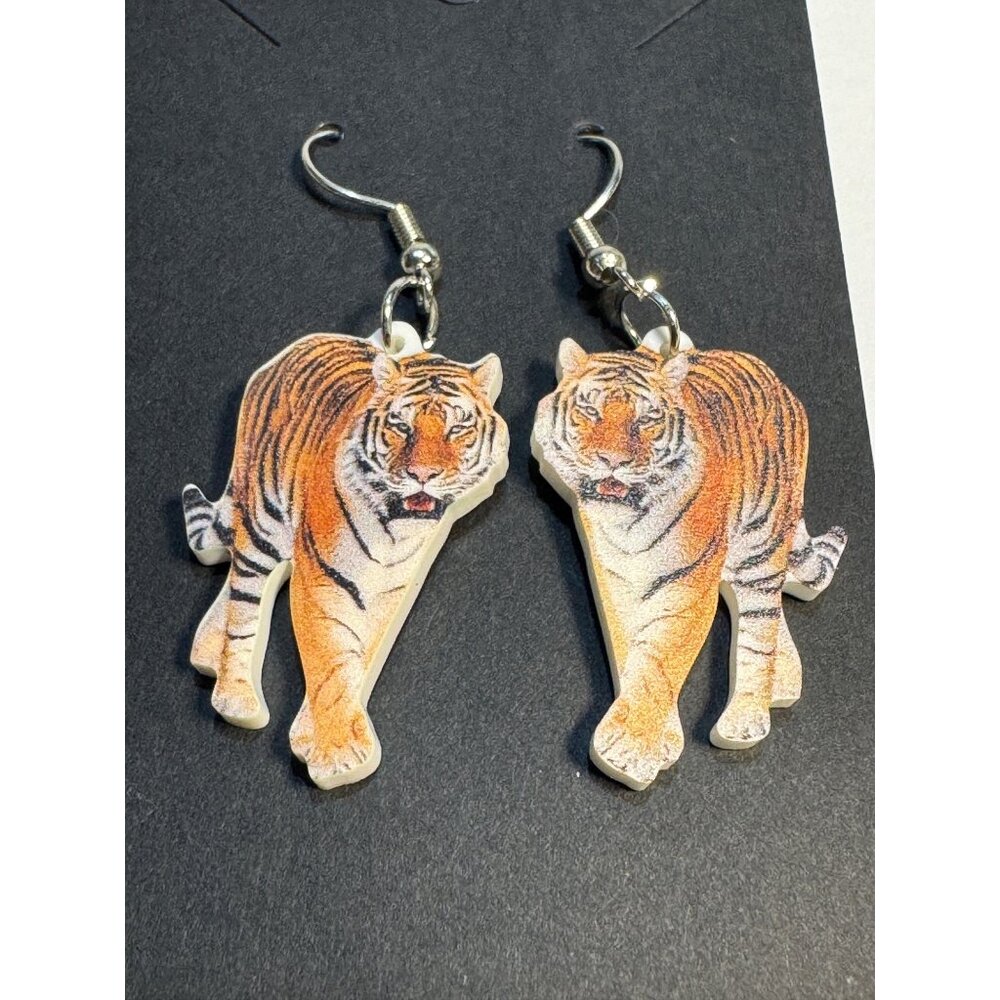 Tiger Dangle Earrings Lightweight Drop Fashion Jewelry Animal Print Ideal Gift